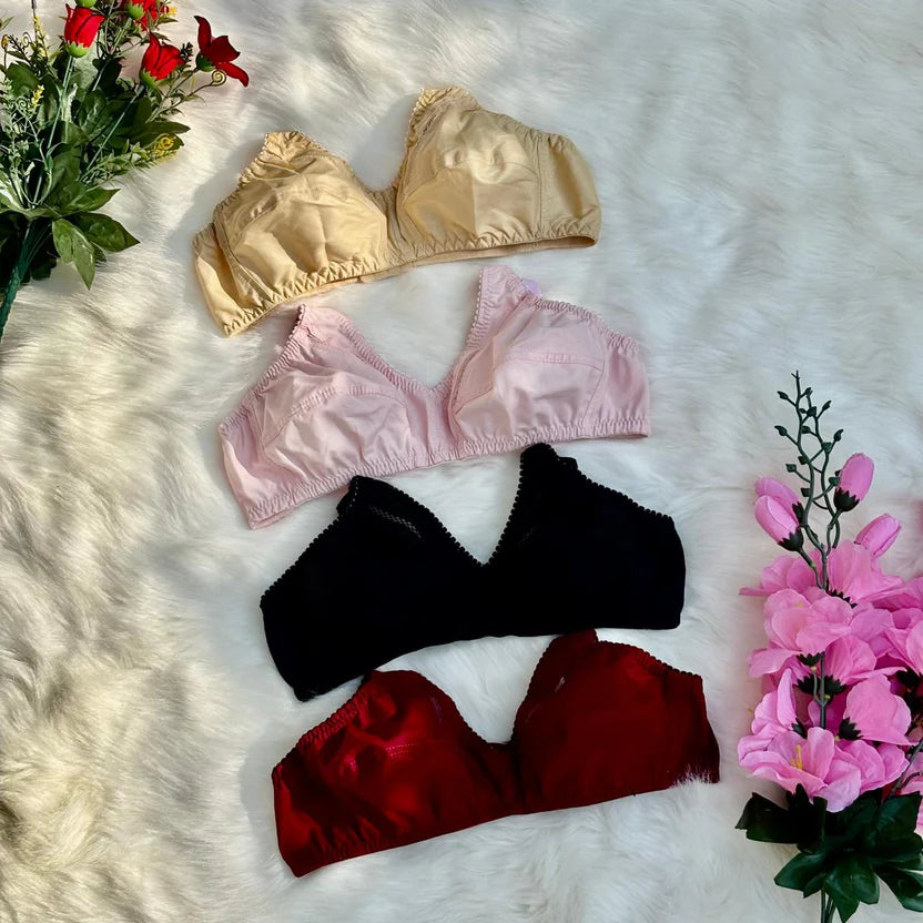 New Pack Of 4 Cotton Bliss High Quality Non Padded Bras